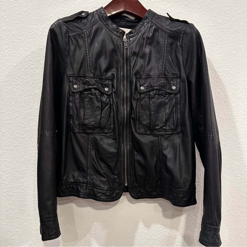 Hinge Patch Pocket Leather Jacket - image 5